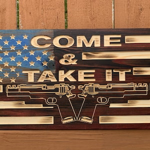 WOOD FLAG! Rustic Come & Take It flag fast shipping