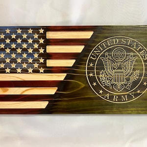 Rustic Wood US Army Flag: Half Green, Officially Licensed