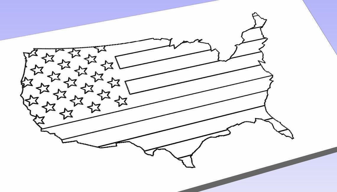United States Map outline US Flag SvgEpsDxfPdf file formats Etsy