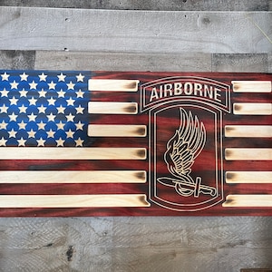 Rustic United States Army 173rd Airborne Wood Flag: American Made
