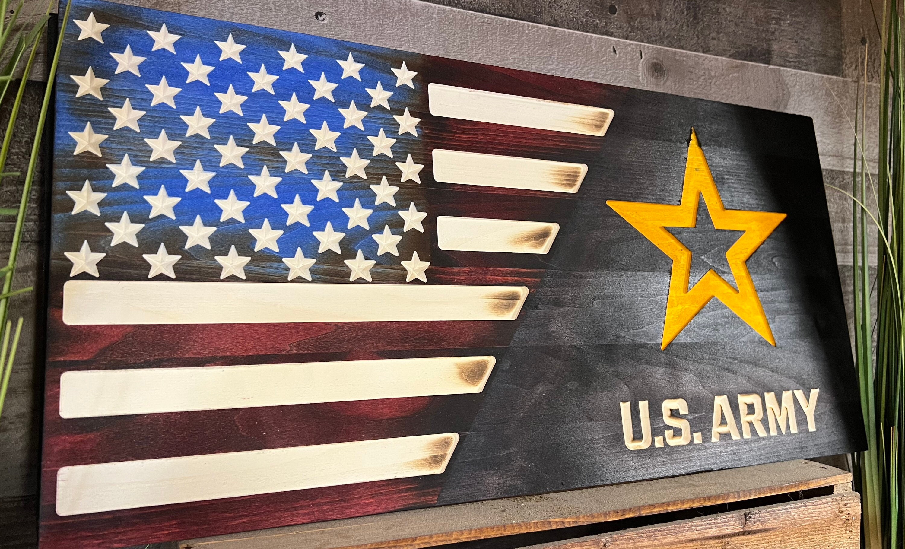 New Modern United States Army Logo Rustic Half Black Flag