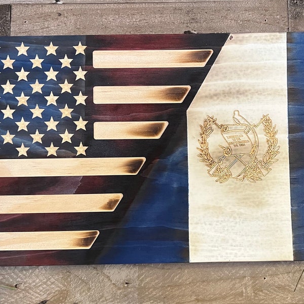 Rustic USA and Guatemala unity Flag - New America Citizen Flag fast shipping buy with confidence