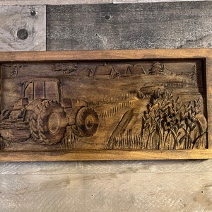 Rustic Wooden 3D Engraved Farm and Tractor Sign: Rustic Farmhouse Decor - Farmer gift wood farm gift wood farm wall art
