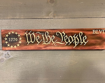 Rustic 1776 'We the People' Patriotic Wood Sign