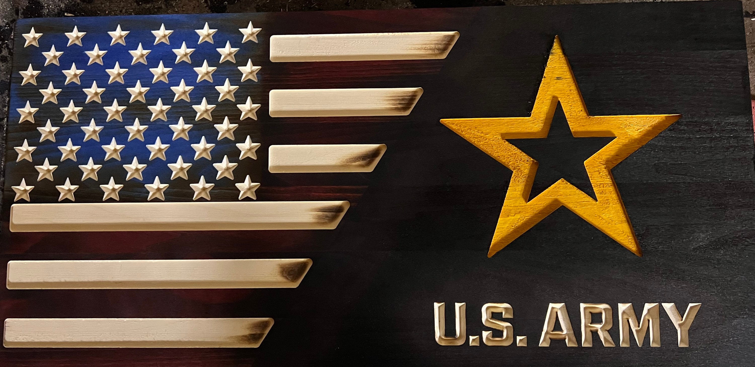New Modern United States Army Logo Rustic Half Black Flag