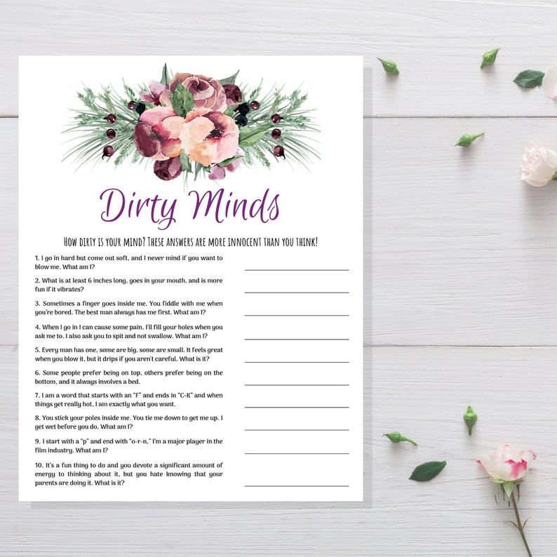 DIRTY MINDS Bachelorette Party Game Printable Bridal Shower | Etsy