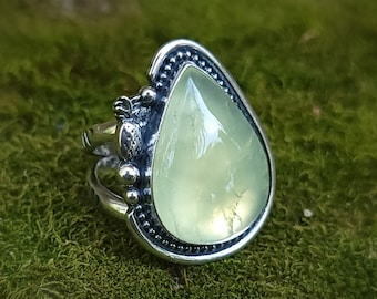 Prehnite Pineapple Summer Women's Silver Ring Size 10