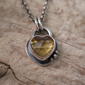 RESERVED - Citrine Rose Cut Heart Silver Penadant (no chain)