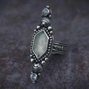 Aquamarine & Pale Blue Spinel Silver Statement Ring Size 6.25 // Women&#39;s Sterling Silver OOAK Artisan Jewelry