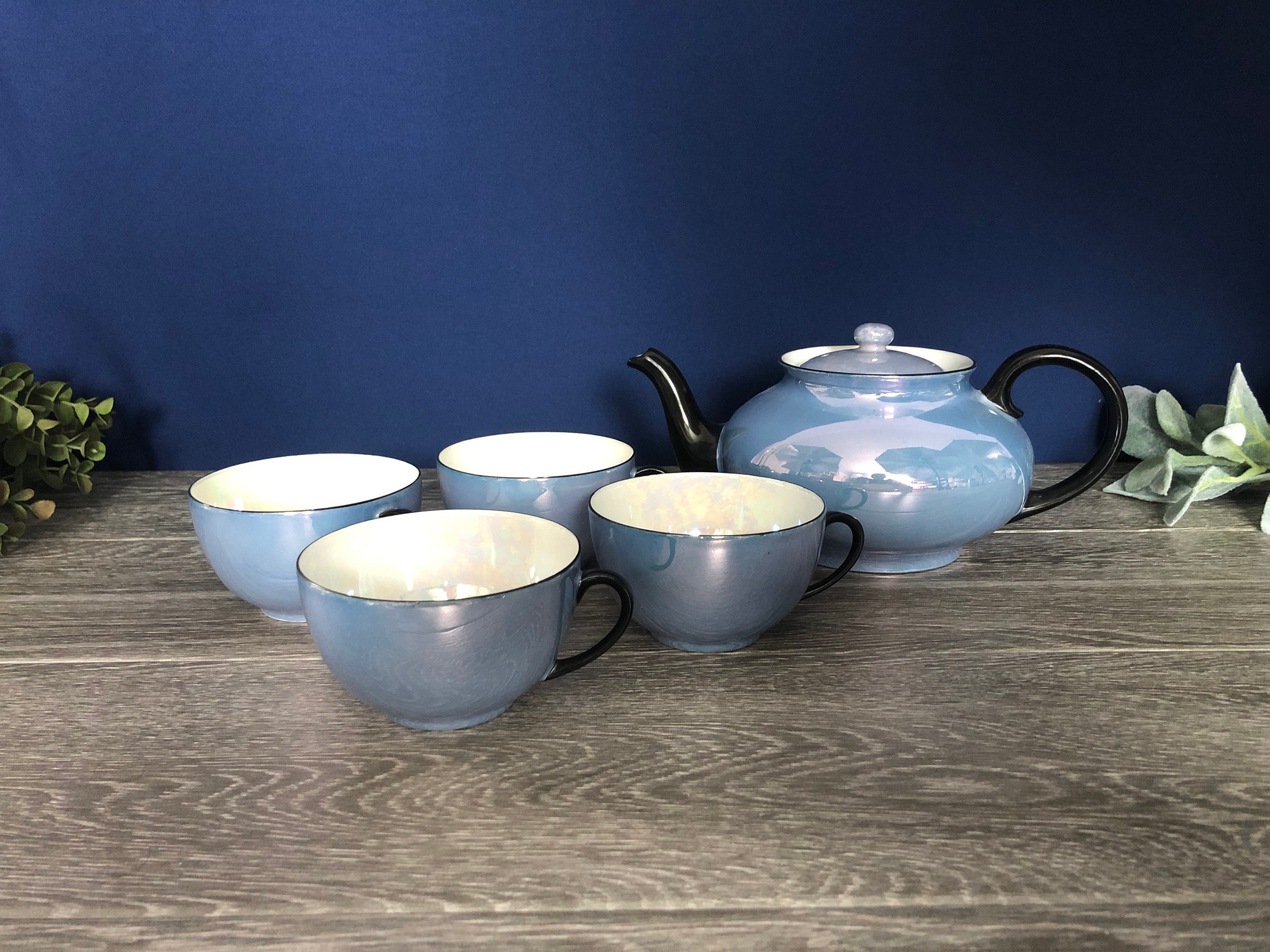 Antique Bavarian Tea Set Iridescent Blue Made in Germany Etsy