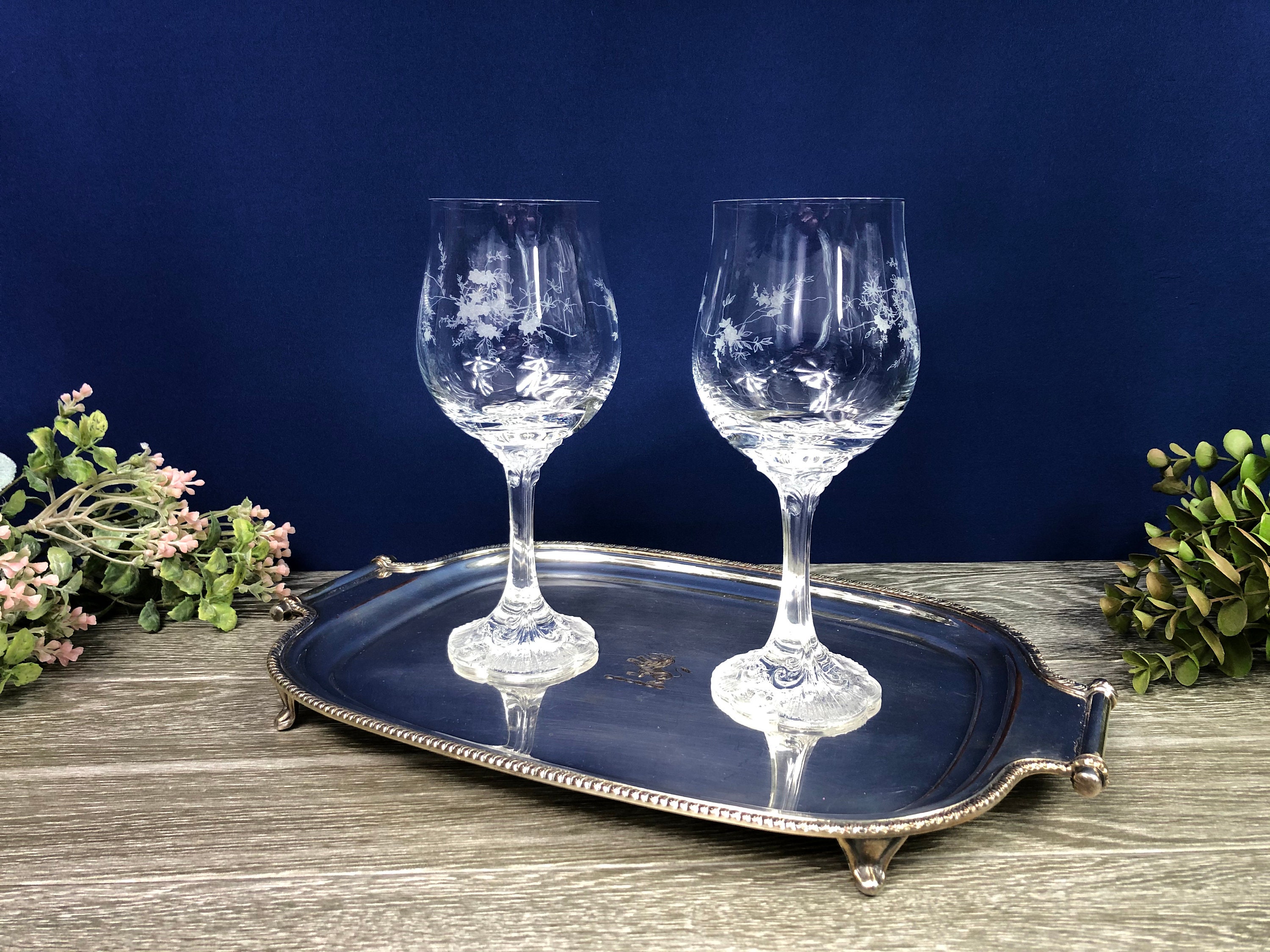 Exotic Floral Crystal White Wine Glass - Individual