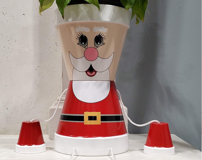 Christmas Santa flower pot people home decoration high quality coated metal no rust and harsh weather approved