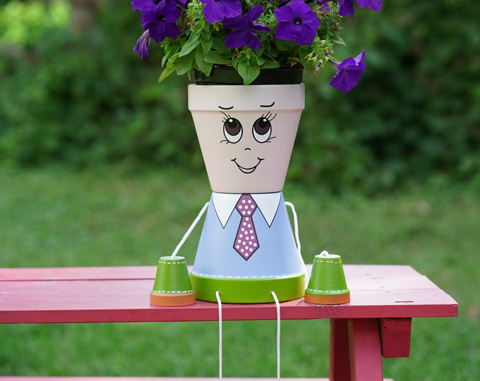 Flower pot people,"Father" high quality coated metal no rust and harsh weather approved AND Free Shipping Worldwide