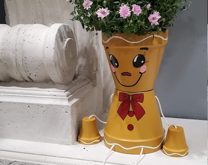 Christmas Gingerbread Man flower pot people home decoration high quality coated metal no rust and harsh weather approved