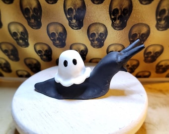 Handmade Polymer Clay Ghost Snail: Halloween Decor