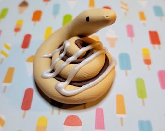 Long nosed whip snake Sculpture totem Handmade Figure Polymer Clay OOAK Figurine