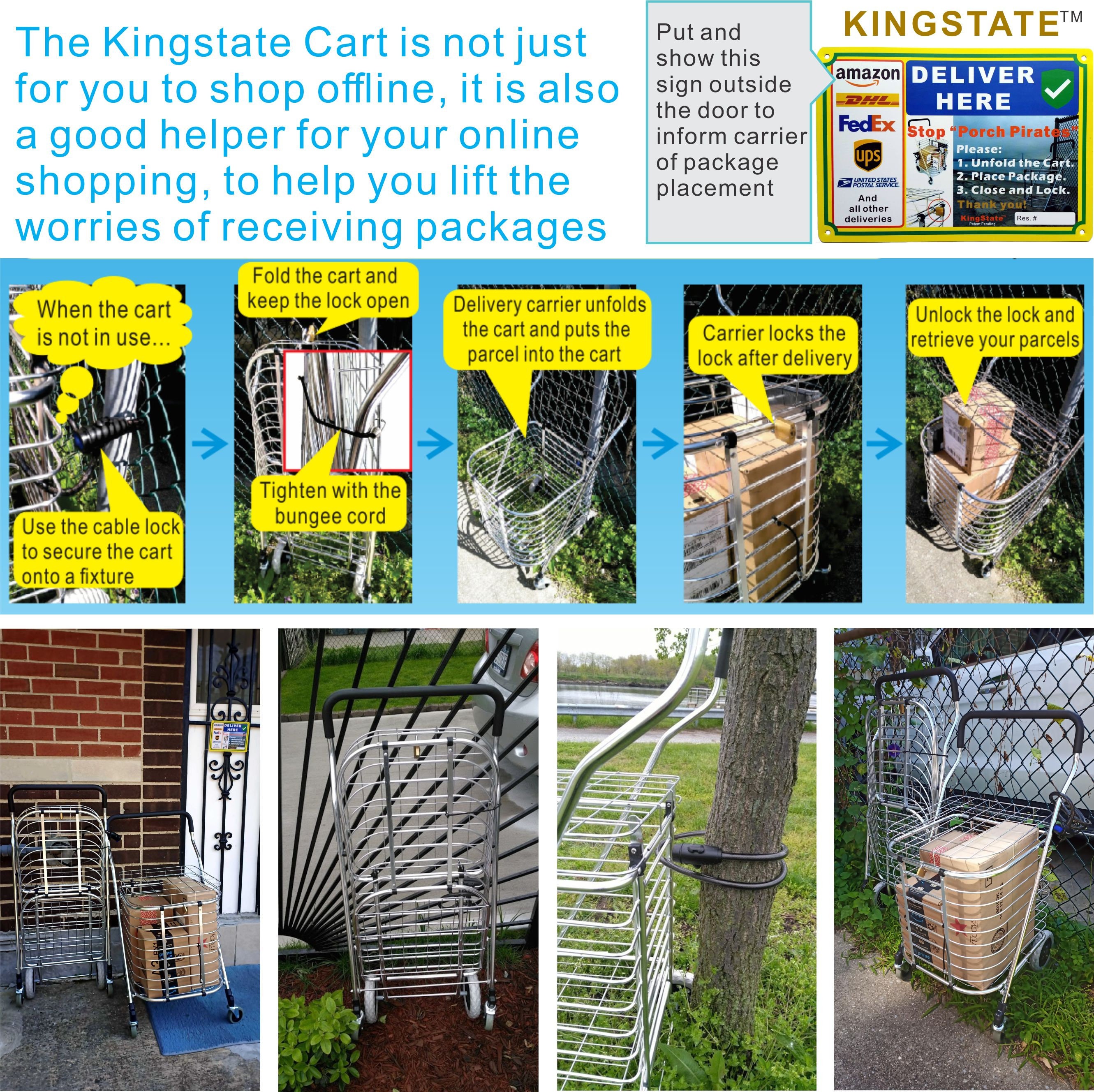 Locking Package Delivery Cart | Aluminum Alloy, 2 Locks & Delivery Sign ...