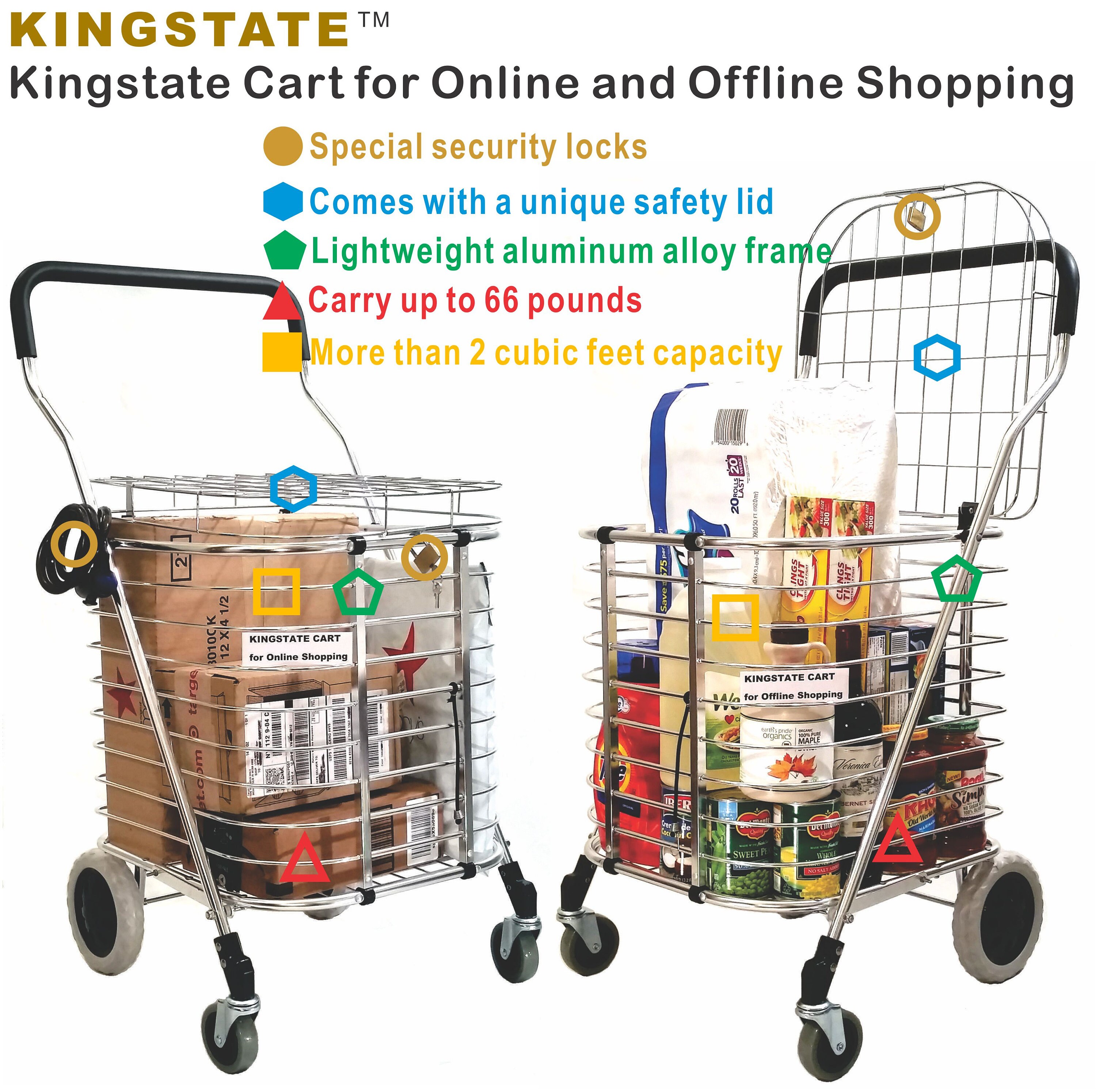 Locking Package Delivery Cart | Secure Shopping Cart With Lid & Cable ...