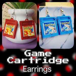 Game Cartridge Earrings Red or Blue - Gamer - E Girl - Fashion - Accessories