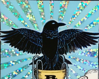Raven One-tarotsticker: vinylsticker glitter
