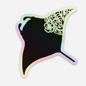Holographic Manta Ray Vinyl sticker Water Bottle sticker Laptop Sticker