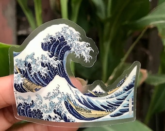 The Great Wave by Hokusai Vinyl Transparent Sticker Water Bottle sticker Laptop Sticker