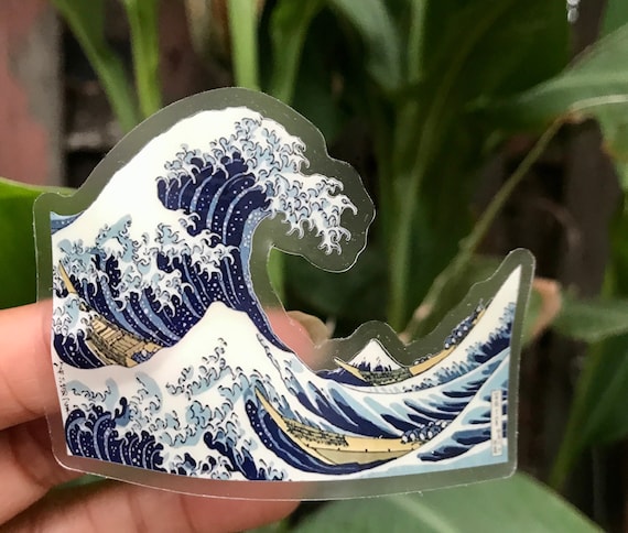 The Great Wave by Hokusai Vinyl Transparent Sticker Water Bottle sticker Laptop Sticker