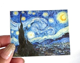 Vincent van Gogh-vinylsticker 'Sterrennacht' – 7,5 x 6 cm (3 x 2,25 inch)