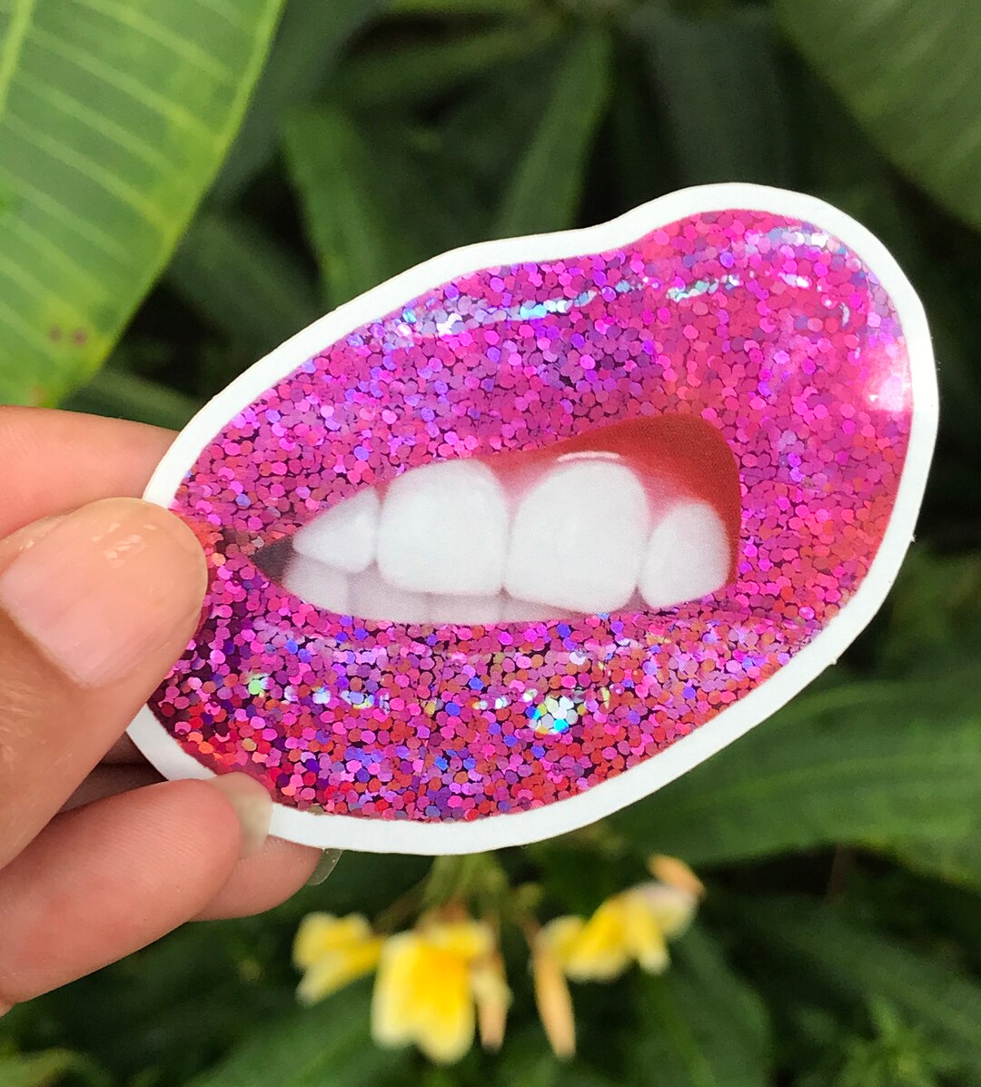Snarling Lips Sticker Sneering Glitter Lip Stickers Water Bottle Sticker Laptop Sticker - Etsy