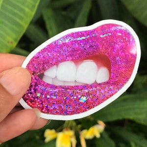 Sneering Glitter Lip Stickers Water Bottle sticker Laptop Sticker