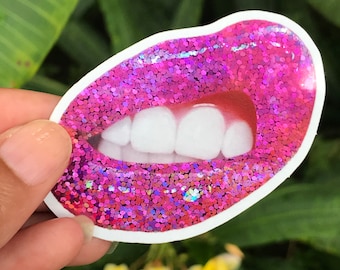Spottend Glitter Lip Stickers Waterfles sticker Laptop Sticker