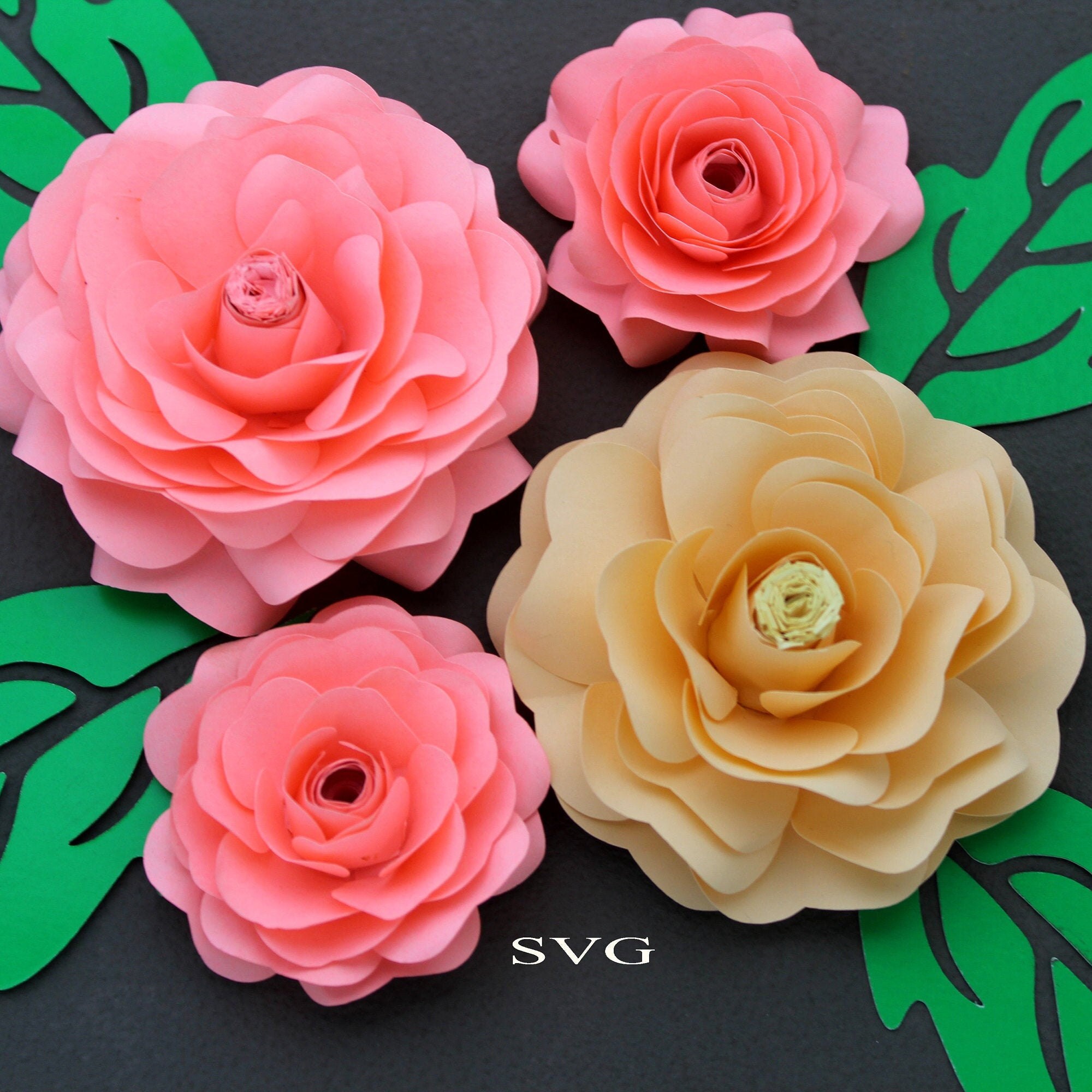 Download Paper Flower Template Svg And Printable Pdf Cricut Paper Etsy