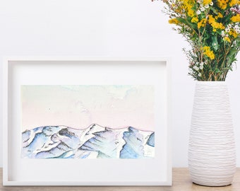 Pastel Wellsville Utah Mountains watercolor, Utah Art Print, Cabin Art, boho mountain art, watercolor art, watercolor mountains