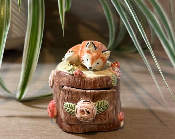 Featured listing image: ceramic fox jewelry box, trinket box, ceramic animal, ceramic fox, mini storage box