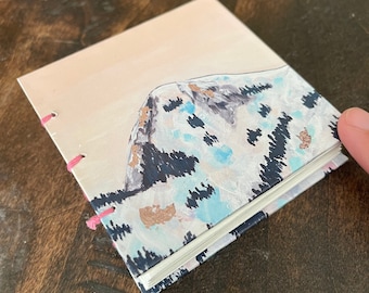 Sunset Mountain Handmade mini 3x3 Watercolor Book, Art Journal, Field Sketchbook, Travel Art Book, Watercolor Book, Pocket Painting Book
