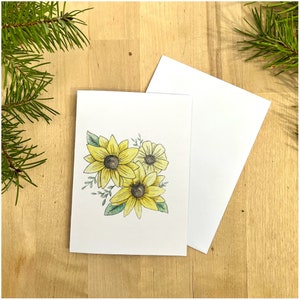 Bouquet de tournesol 5.5x4.25 Carte aquarelle, Carte vierge, Carte de montagne, Carte aquarelle, Carte d’art originale