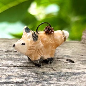 Ceramic fox animal necklace / ceramic jewelry / ceramic animal necklace / clay fox jewelry/ animal pendant