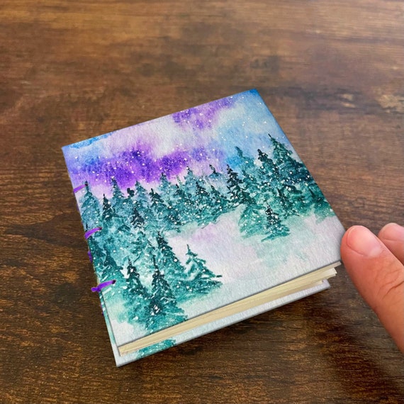 Galaxy Snowy Forest Handmade mini 3x3 Watercolor Book, Art Journal, Field  Sketchbook, Travel Art Book, Watercolor Book, Pocket Painting Book
