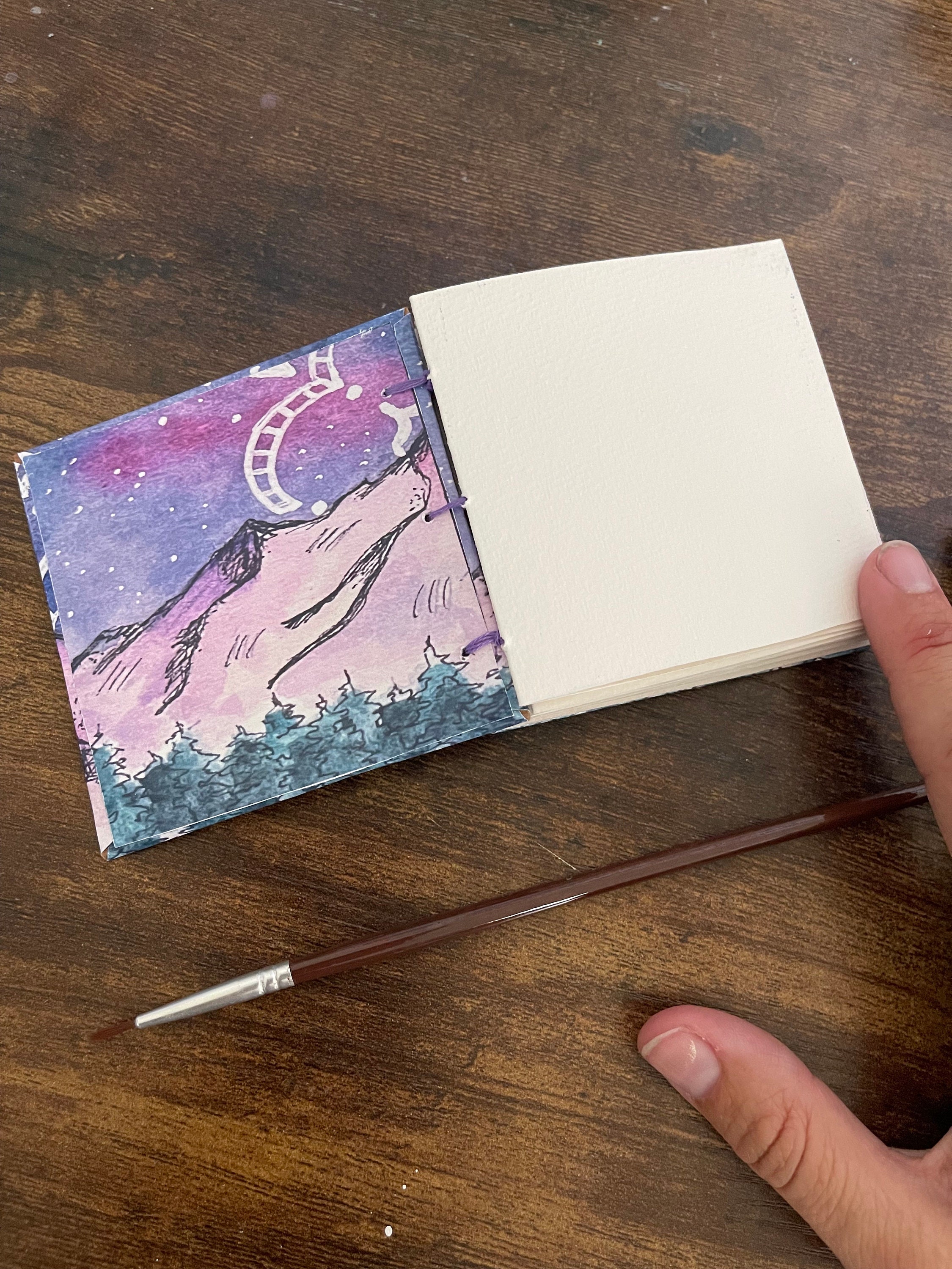 Galaxy Snowy Forest Handmade mini 3x3 Watercolor Book, Art Journal, Field  Sketchbook, Travel Art Book, Watercolor Book, Pocket Painting Book