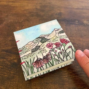 Indian Paintbrush Flower Handmade mini 3x3 Watercolor Book, Art Journal, Field Sketchbook, Travel Art Book, Pocket Painting Book