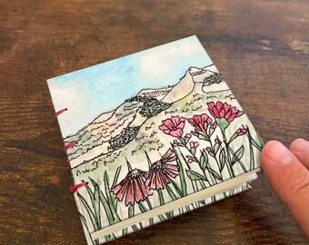 Indian Paintbrush Flower Handmade mini 3x3 Watercolor Book, Art Journal, Field Sketchbook, Travel Art Book, Pocket Painting Book