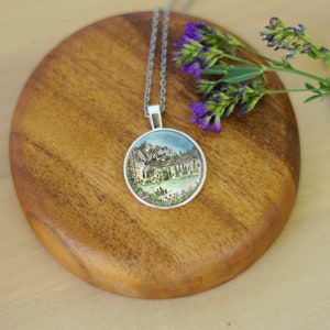 Mountain Lake Necklace / Watercolor necklace / mountain necklace / landscape necklace / Original art necklace / Utah necklace
