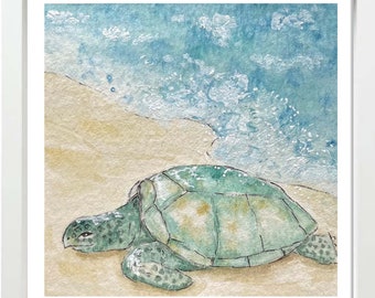 Sea turtle Watercolor Print, Sea turtle art, Ocean art, watercolor art, watercolor sea turtle, Hawaii art