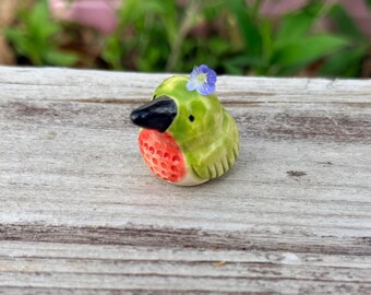 Figura de colibrí de cerámica del bosque, mini jarrón portaflores con forma de tótem animal