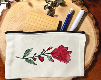 Indian Paintbrush Canvas Zipper Makeup Bags, Cosmetic Bag Pouch with Zipper, Artist Gift, Travel Art Bag, pencil pouch