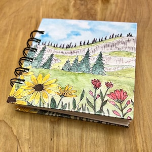 Mountain flowers mini 4x4 Watercolor spiral Book, Art Journal, Field Sketchbook, Travel Art Book, Watercolor Book, Pocket Painting Book