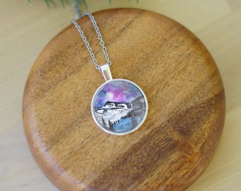 Galaxy mountain necklace / Watercolor necklace / mountain jewelry / landscape jewelry / galaxy necklace