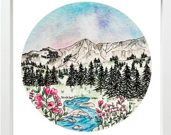 High Creek Trail Utah Watercolor Print, Utah Art, mountain art, watercolor art
