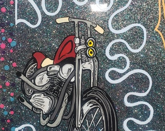 Chopper Love hand painted panel