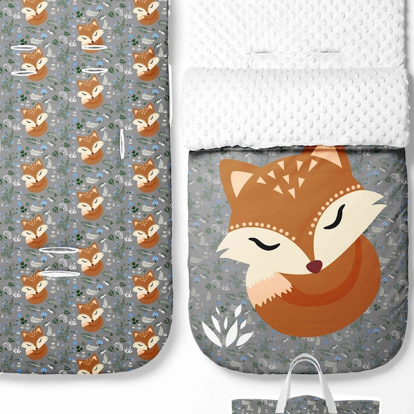 FOX FABRIC PANEL | Sleeping Bag Panel | Waterproof canvas panel for sleeping bag | Footmuff panel | Stoff Kids sleeping Sack